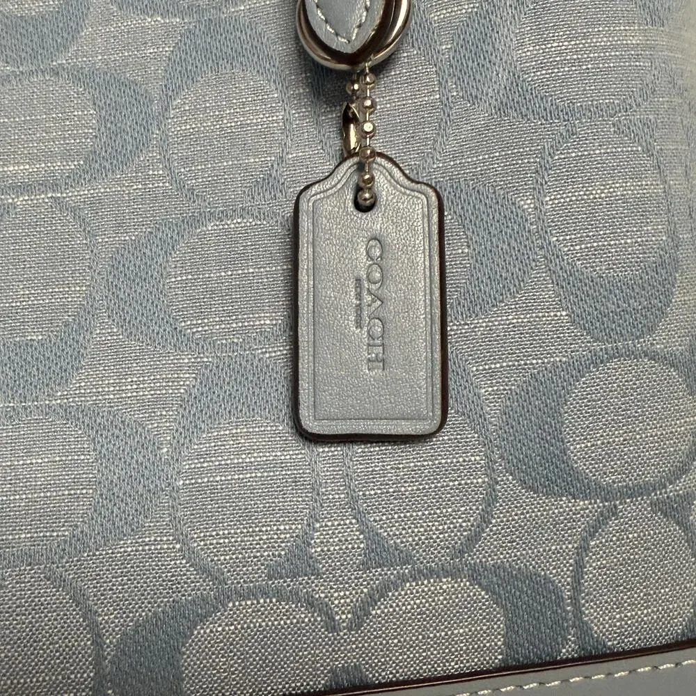 Coach Mollie Tote Bag 25 Signature C Light Blue - Picture 11 of 12